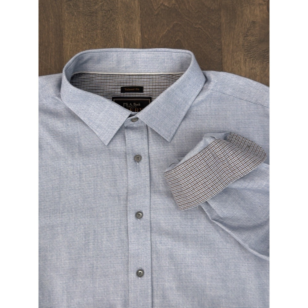 Jos A Bank‎ Reserve Men's Tailored Fit Cashmere Silk Cotton Blue Shirt Size 2XL